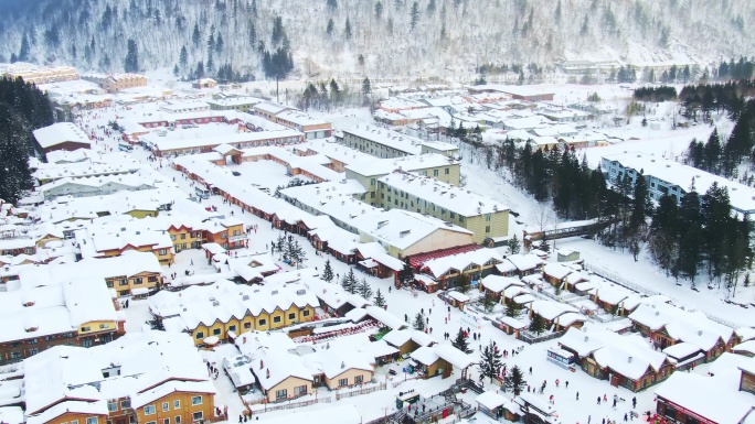 航拍雪乡全景（东北）