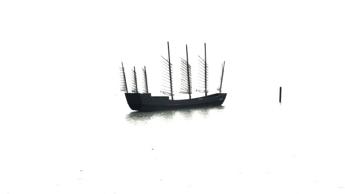 草船借箭中国风古代帆船