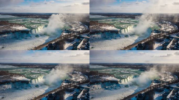 加拿大和美国边境尼亚加拉瀑布的延时视图