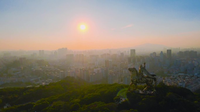 泉州市航拍 郑成功公园航拍郑成功夕阳航拍