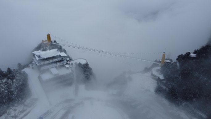 航拍四川达州八台山雪景