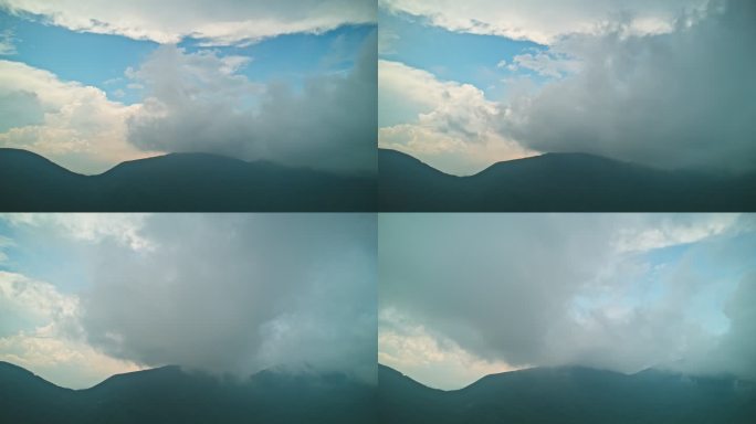 杭州临安航拍天目山脉山脊云雾