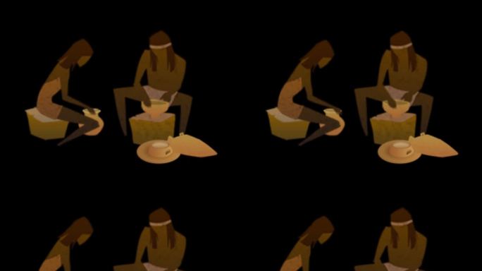 原始人生活场景二维动画—制作陶器泥条盘筑