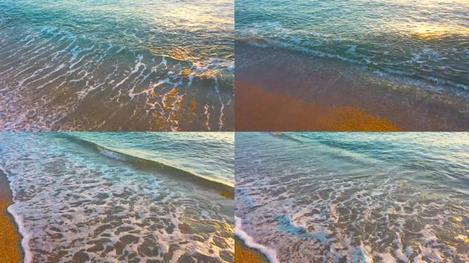日出海水拍打在沙滩上【4K】