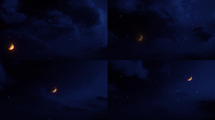 【HD天空】金月穿云月亮薄云夜晚唯美月空