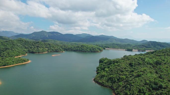 水库全景 航拍水库