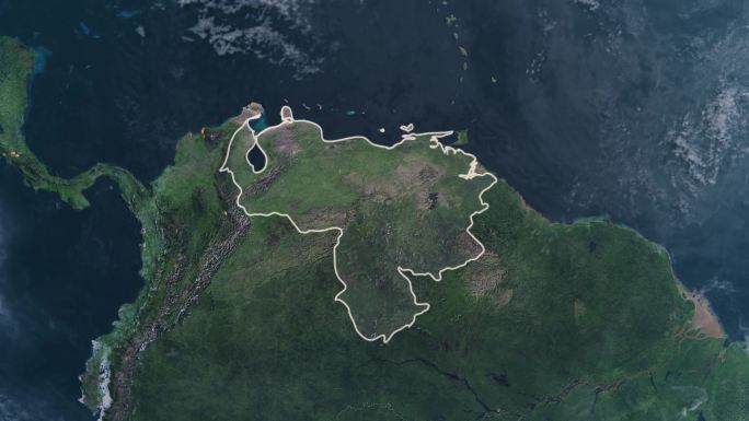 突出显示的委内瑞拉地图