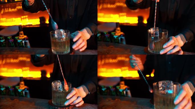 调酒棒转动杯子转场