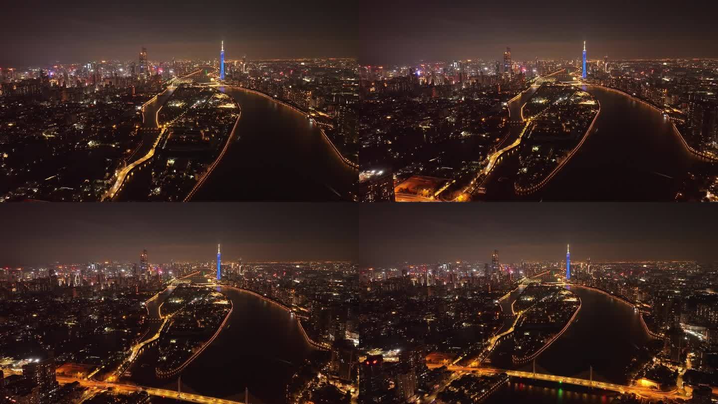 广州珠江两岸河道夜景