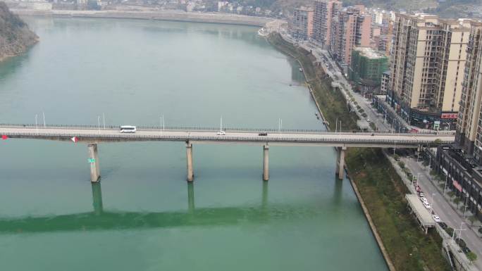 城市航拍湖南沅江大桥 (2)