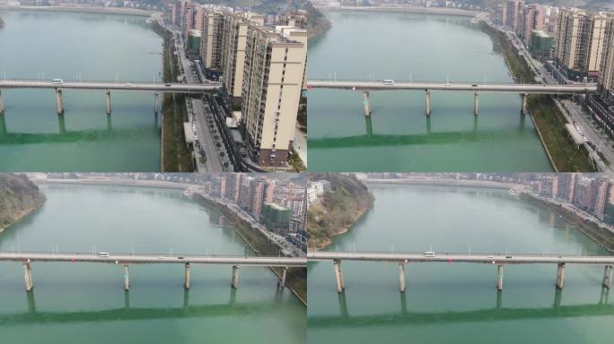 城市航拍湖南沅江大桥 (2)