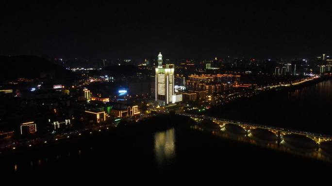 城市航拍湖南长沙河西夜景 (2)