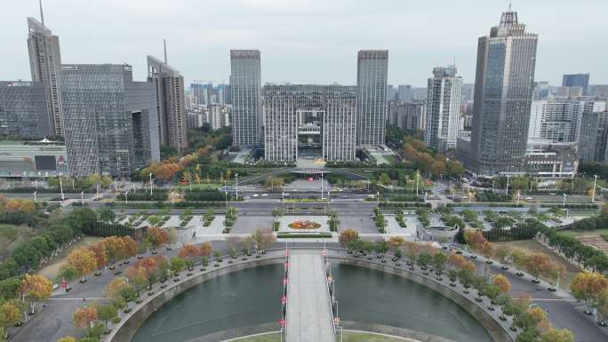 航拍南京政务服务中心南京奥体中心