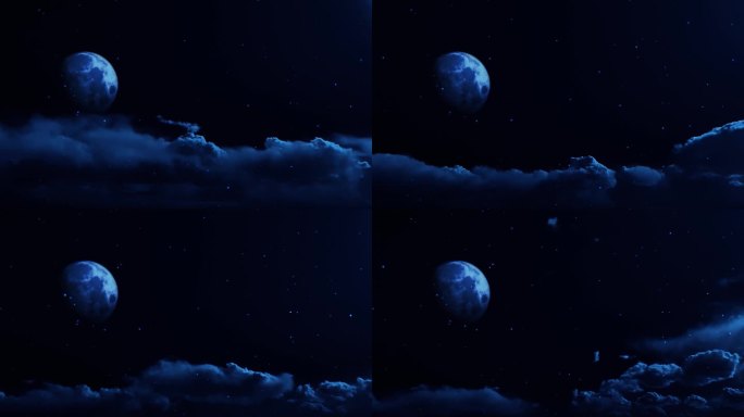 【HD天空】月亮薄云夜晚唯美月空结尾收黑