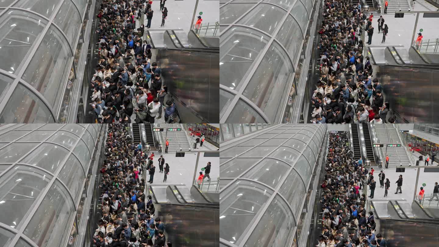 4K正版-地铁站早晚高峰通勤拥挤人流01