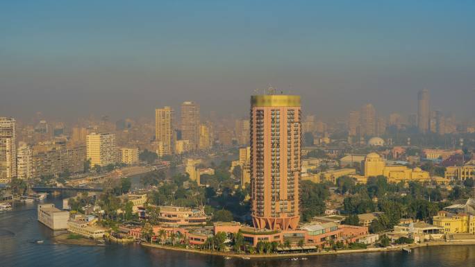 埃及开罗建筑延时水面