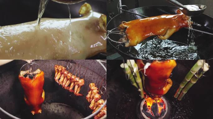 美食制作：竹蔗烤乳猪