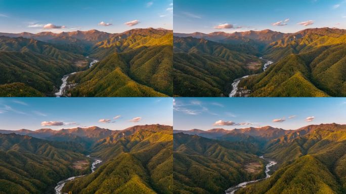 秦岭鳌山秋色航拍大范围延时4K