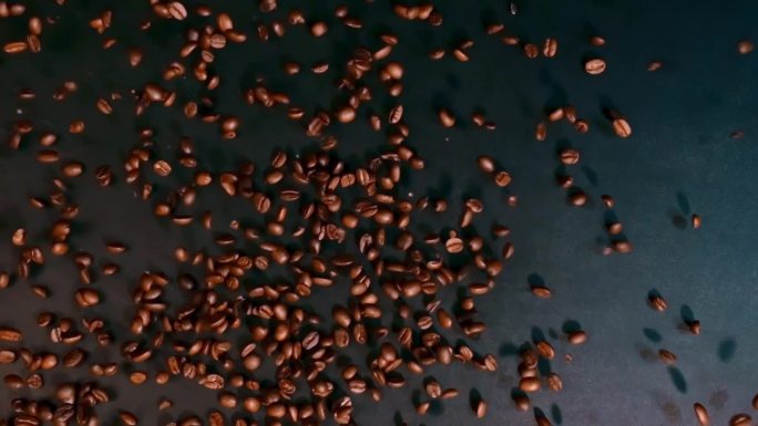 咖啡广告视频咖啡豆悬浮下落升格镜头