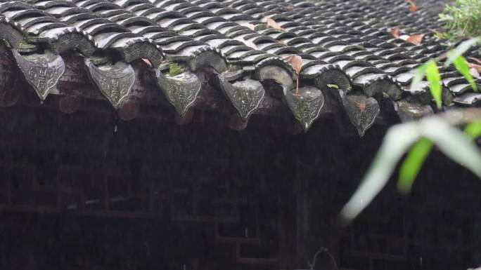 屋檐下雨滴水空境江南建筑