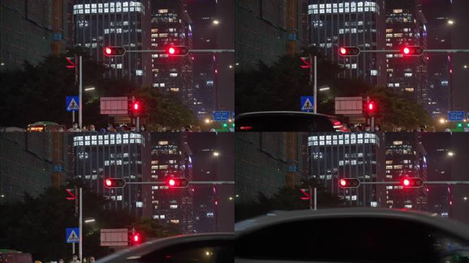 4K正版-晚高峰十字路口信号灯红绿灯01