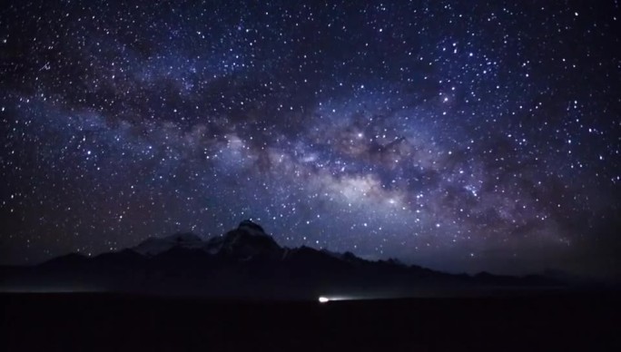 西藏雪山星空银河延时