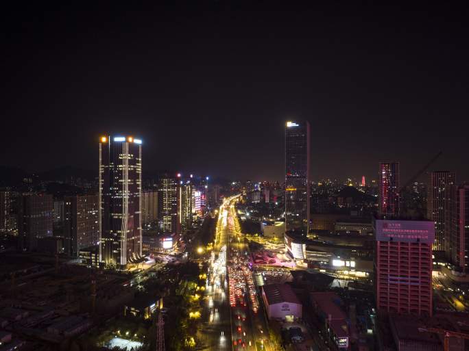 经十路 夜景 航拍 车流 延时 济南