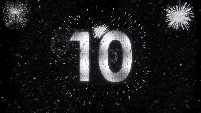 2023银色烟花跨年粒子爆炸倒计时4K
