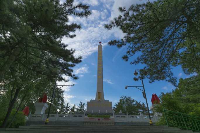 革命烈士塔人民英雄纪念碑延时视频