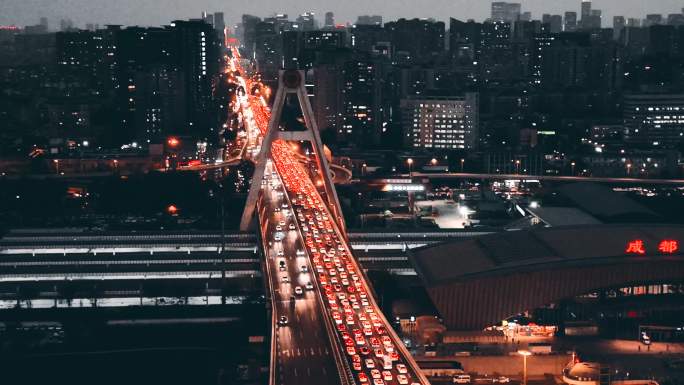 成都天府立交夜景航拍