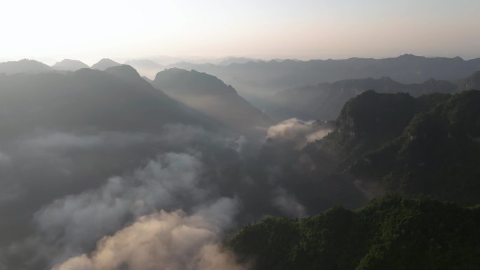 湘西吉首矮寨镇航拍  峡谷云海