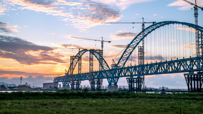 中国桥梁建设施工现场延时铁路桥钢结构