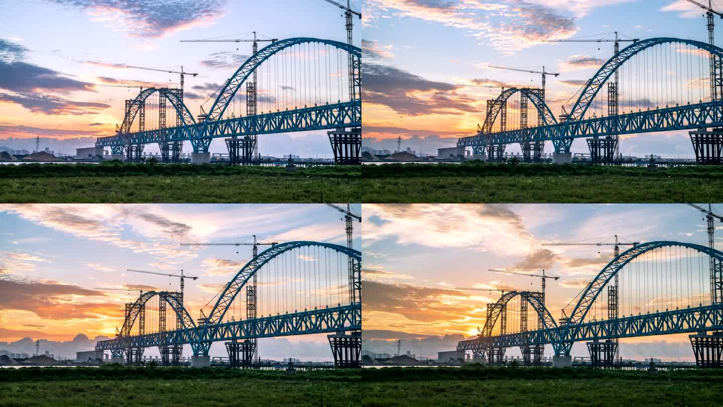 中国桥梁建设施工现场延时铁路桥钢结构