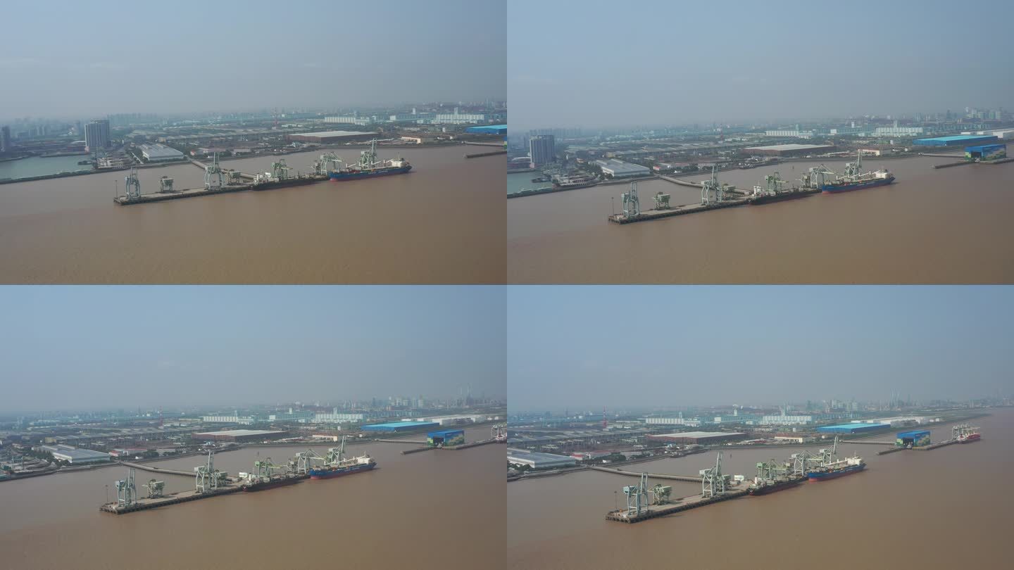 4K原素材-航拍上海宝钢专用码头