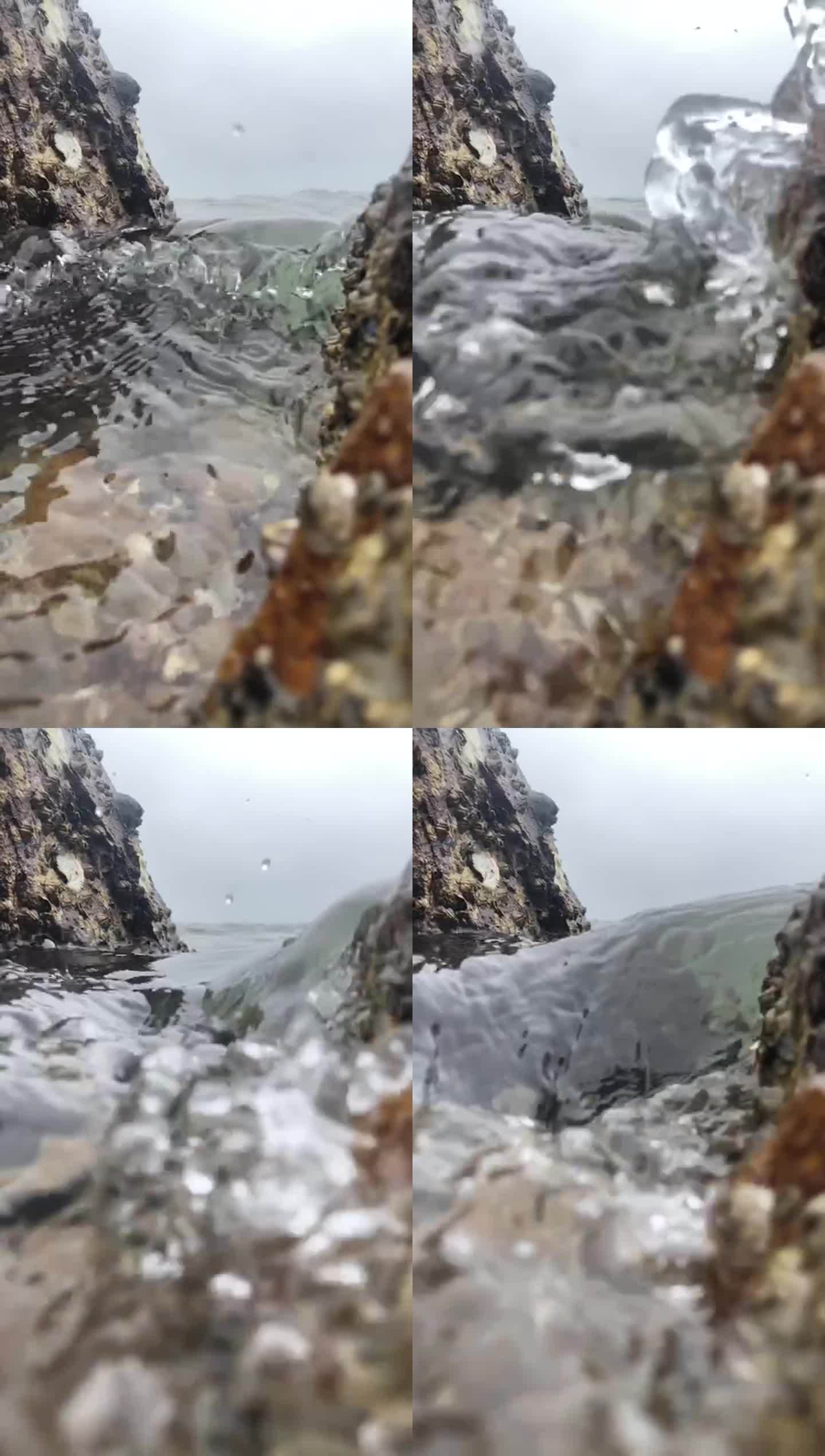 海浪倒灌涌入升格视频