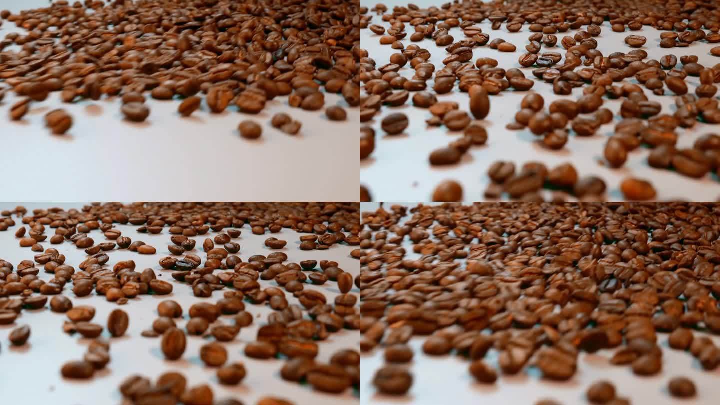 咖啡广告视频咖啡豆滚动升格镜头特写