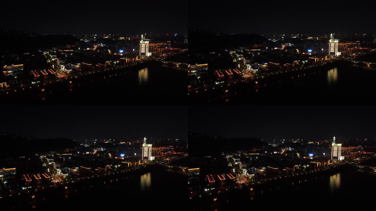 城市航拍湖南长沙河西夜景 (1)