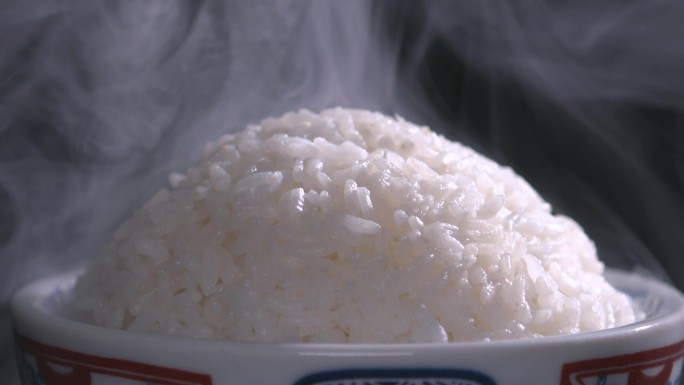 4k升格热气腾腾的米饭 米饭特写