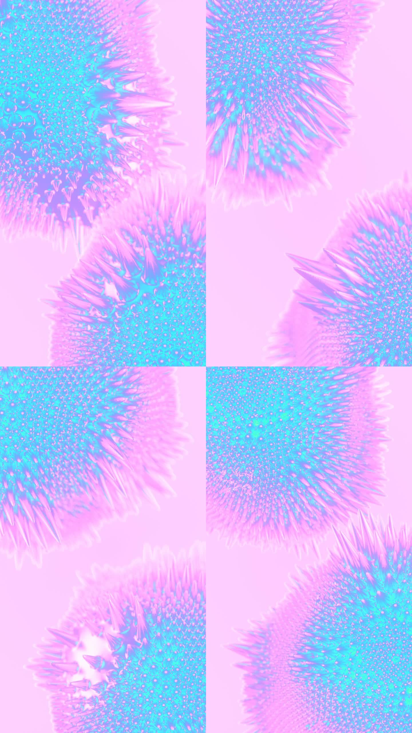 抽象的脉动摆动铁磁运动流体。霓虹色金属光泽垂直视频背景。3d渲染数字动画HD