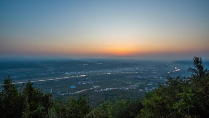 西安蓝田华胥灞河日出延时4K