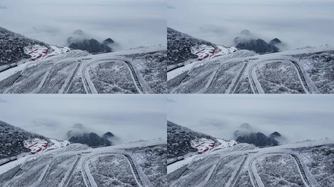 大疆航拍高山雪景云海