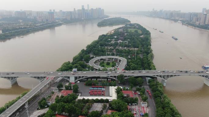 城市人航拍湖南长沙湘江橘子洲全景 (1)