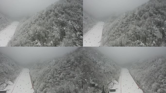 航拍冬季滑雪