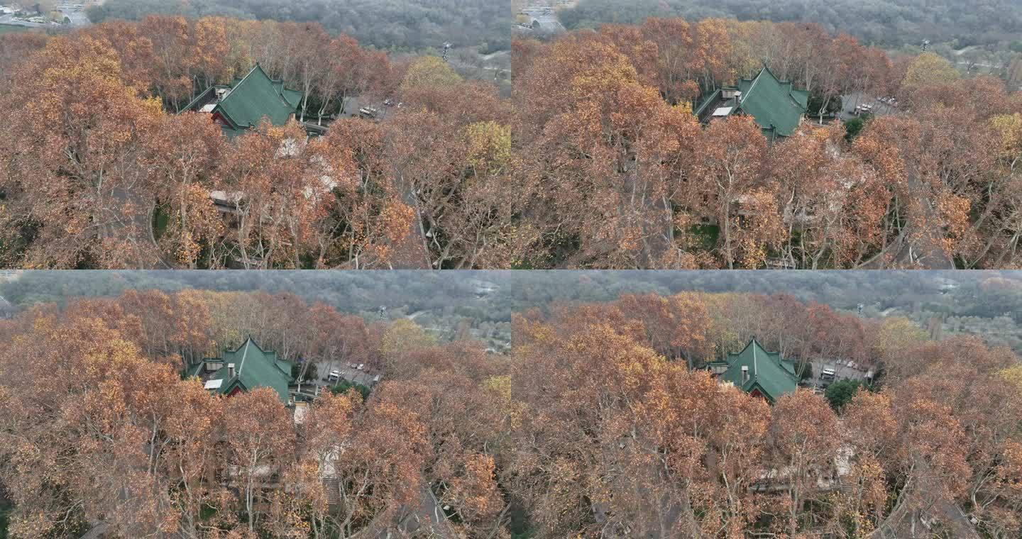 航拍南京钟山风景区美龄宫