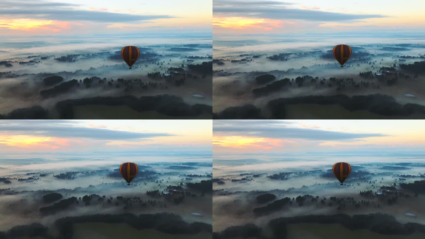 绝美热气球云雾日出4K实拍