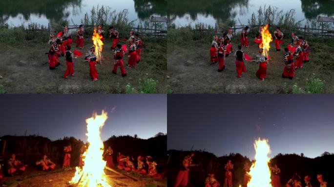 傣族舞蹈少数民族篝火