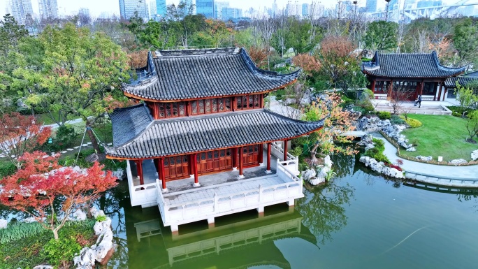 上海世博文化公园申园江南园林上海园林秋景