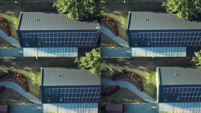 屋顶太阳能电池板。