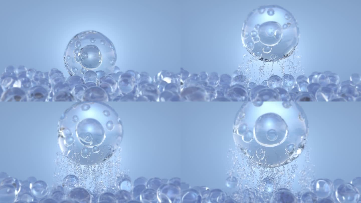 蓝色背景 气泡分子缓慢上升