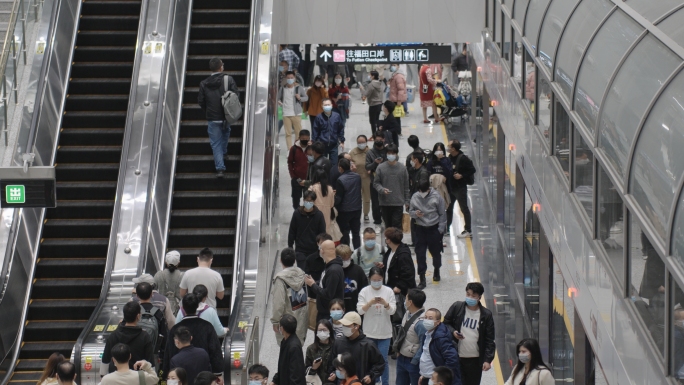 【原创】4K深圳地铁人流实拍岗厦北地铁站